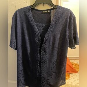 Navy Blue Lace Top